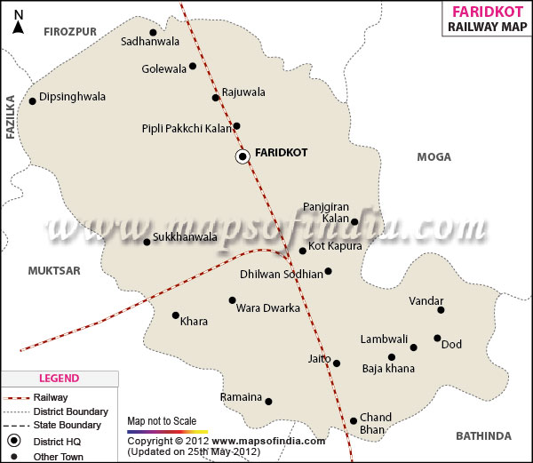 Railway map of Faridkot