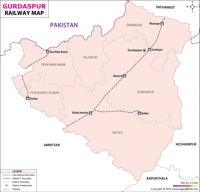 Railway Map of Gurdaspur