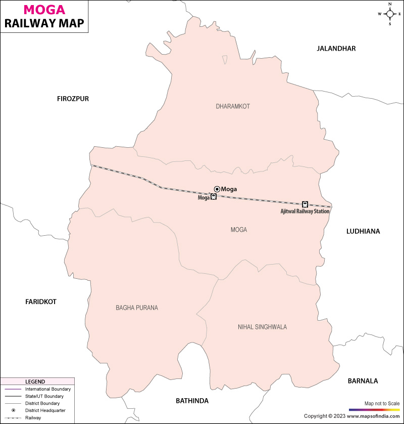 Railway Map of Moga