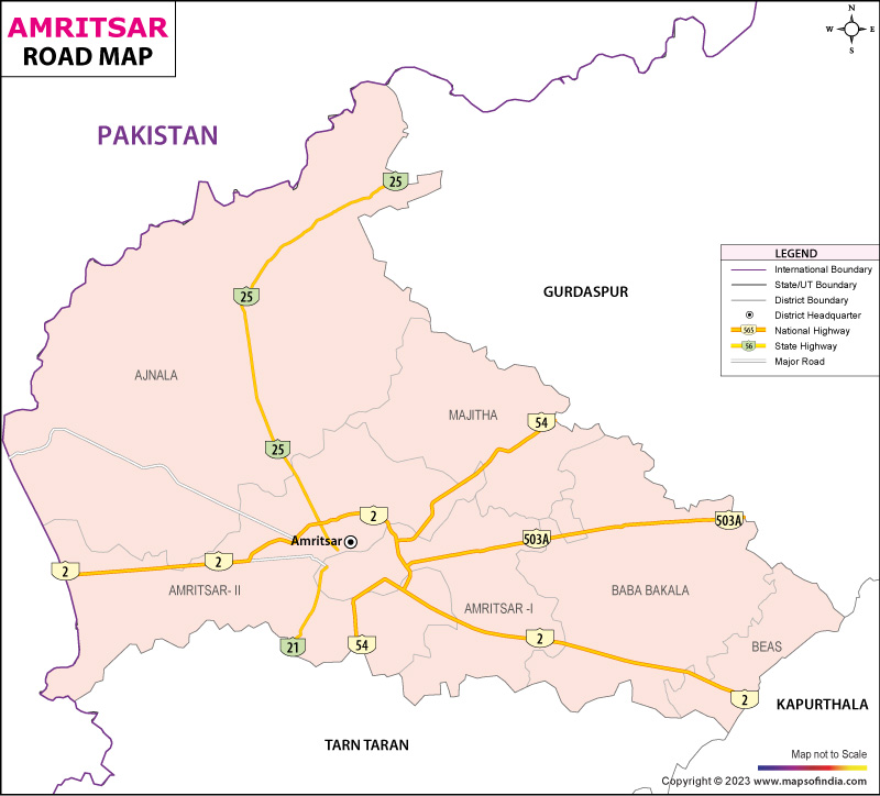 Road Map of Amritsar