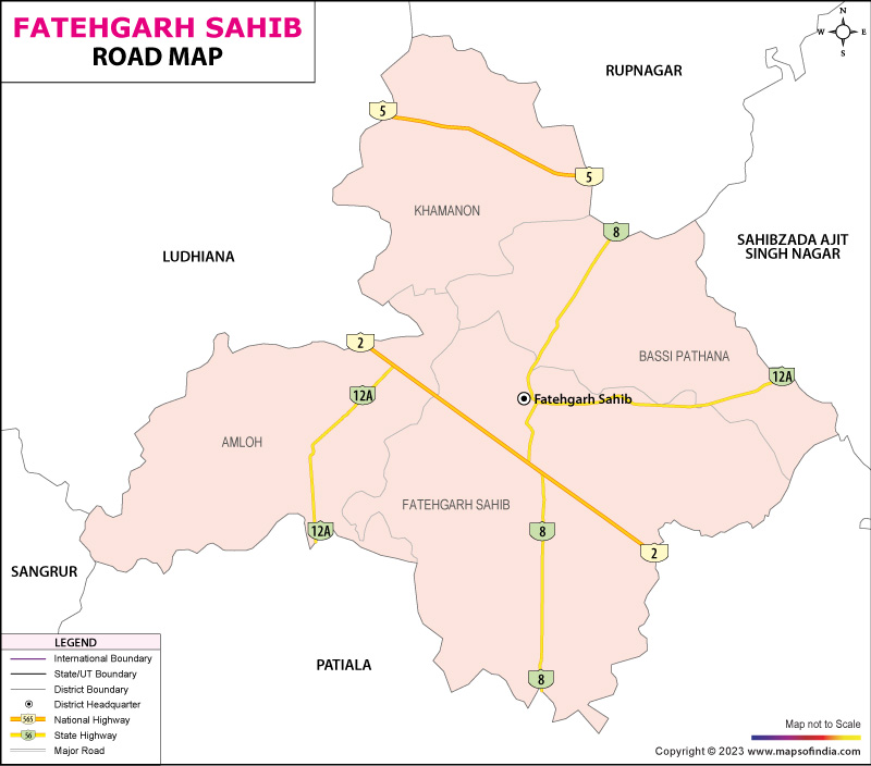 Road Map of Fatehgarh Sahib