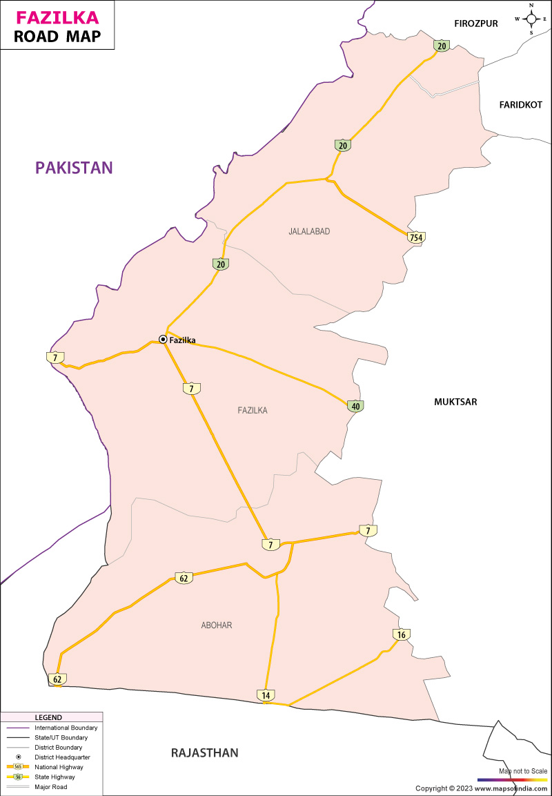 Road Map of Fazilka