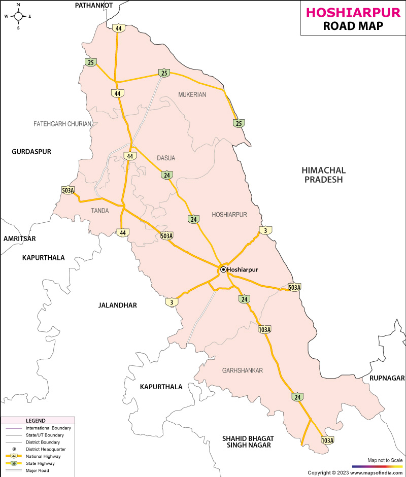 Road Map of Hoshiarpur