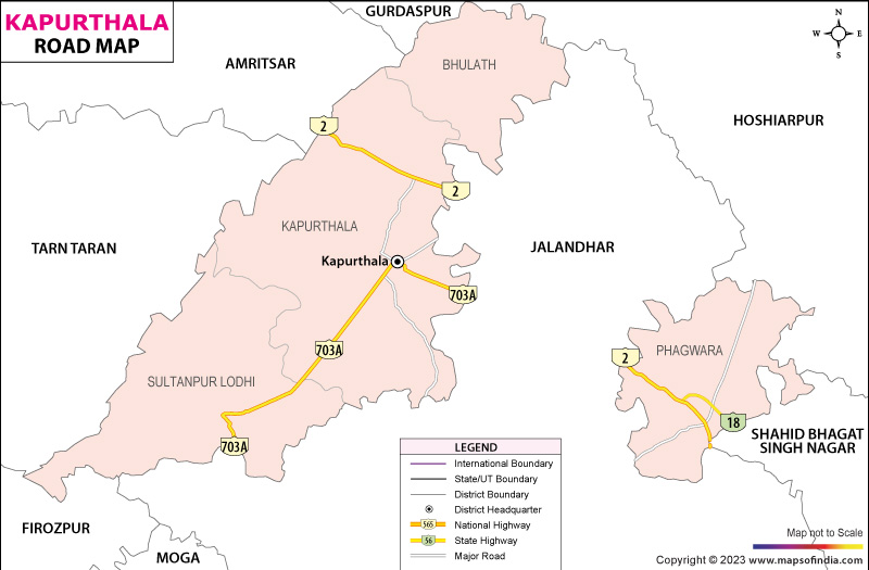 Road Map of Kapurthala