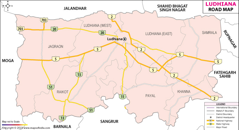 Road Map of Ludhiana
