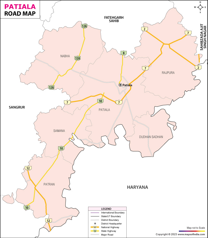 Road Map of Patiala