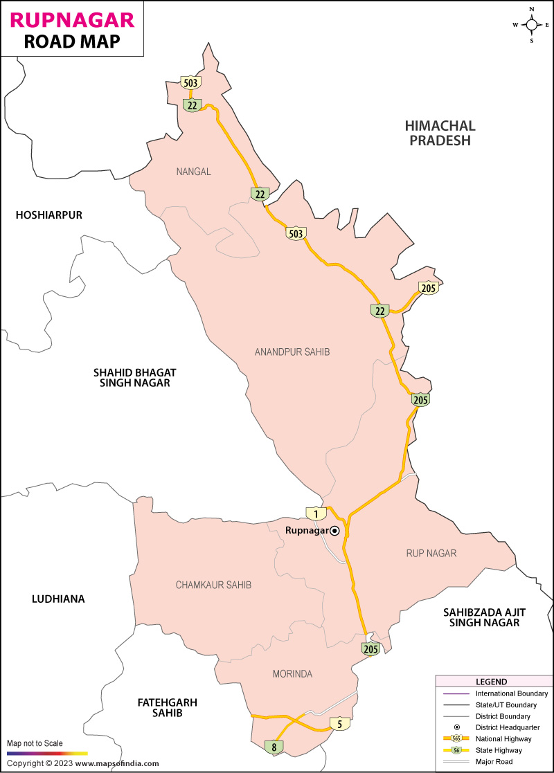 Road Map of Rupnagar
