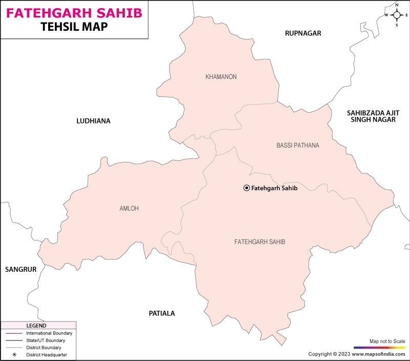 Tehsil Map of Fatehgarh Sahib