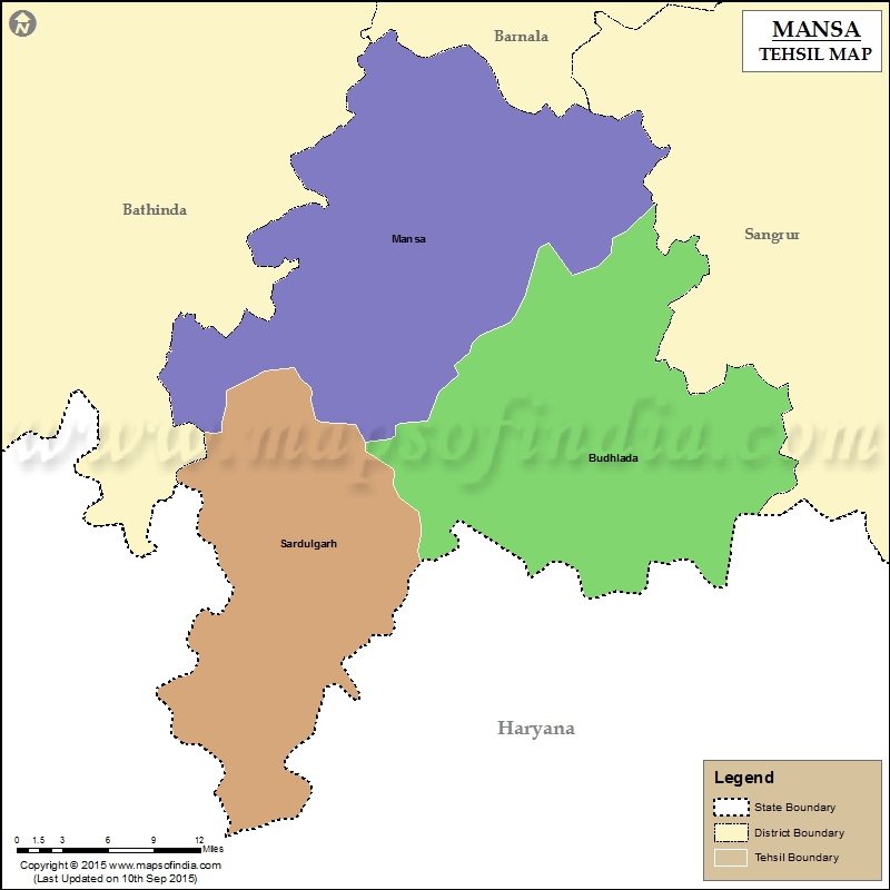 Tehsil Map of Mansa