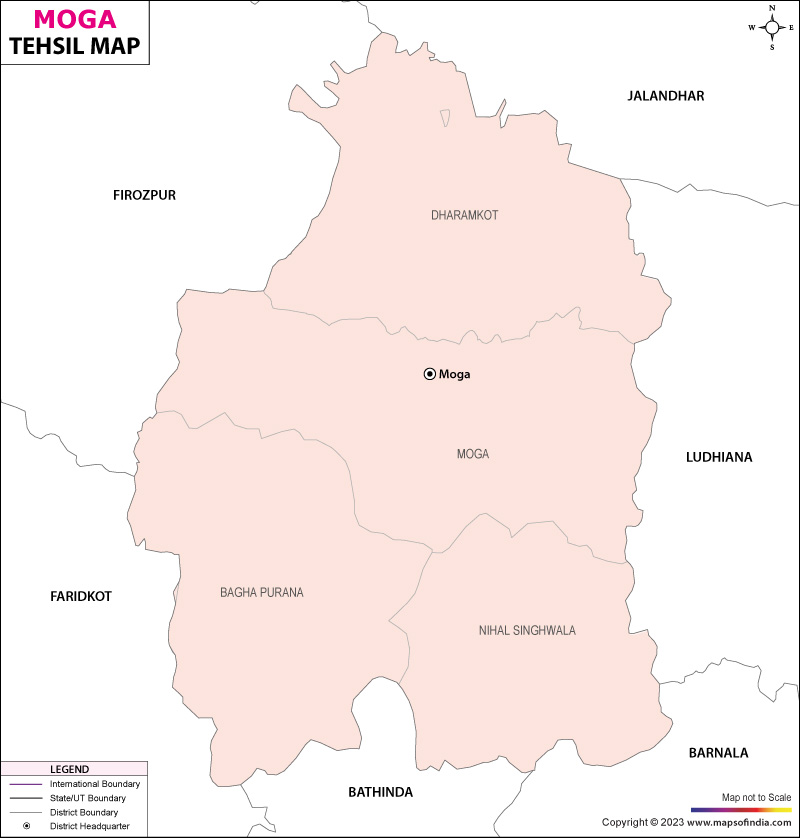 Tehsil Map of Moga