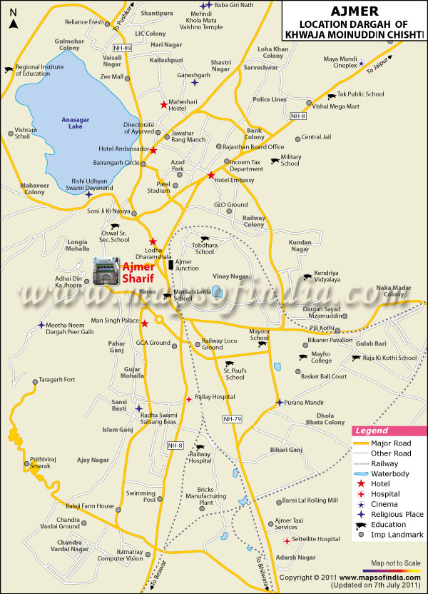 Ajmer Sharif Dargah Location Map