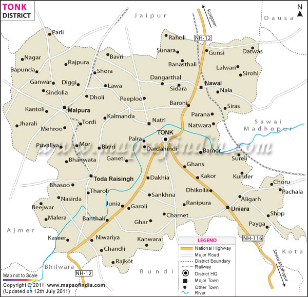 Map Of Tonk District Rajasthan Tonk District Map