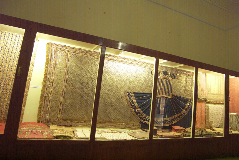 Royal clothes on display inside Mubarak Mahal