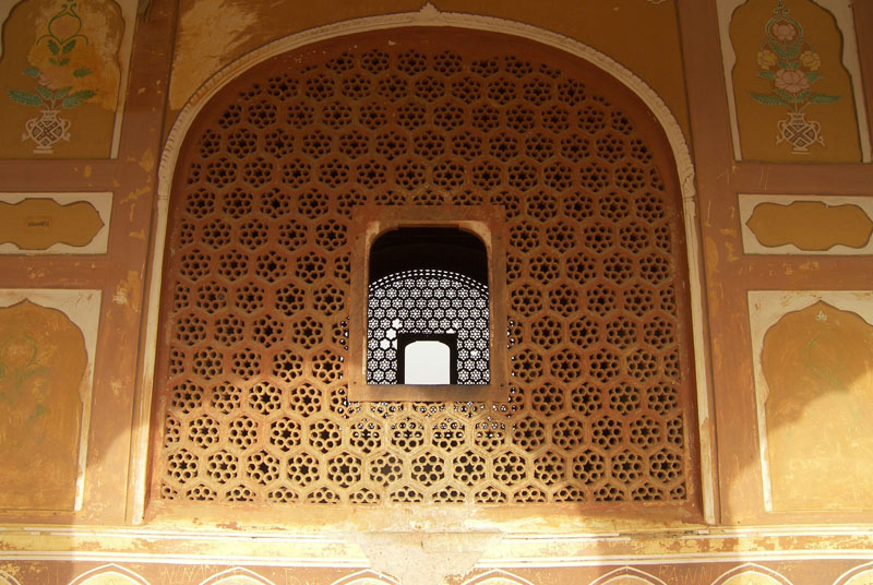 Detailed windows at Jaigarh Fort