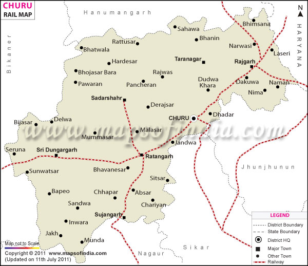 Railway Map of Churu