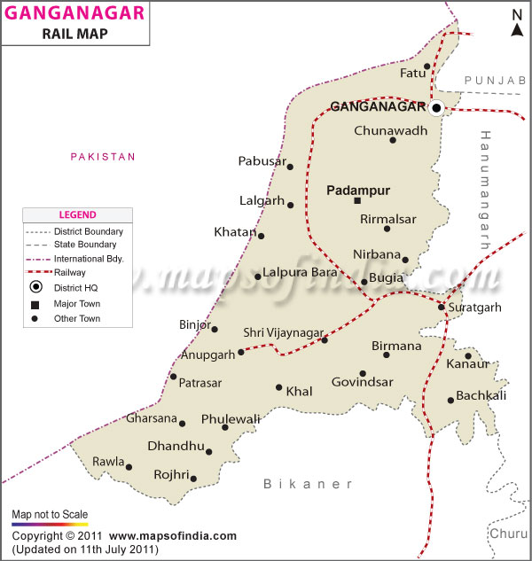Railway Map of Ganganagar