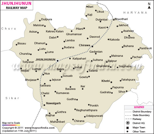 Railway Map of Jhunjhunun