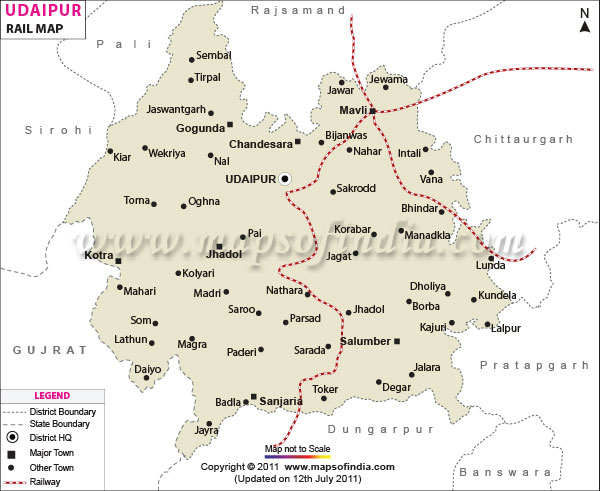 Railway Map of Udaipur