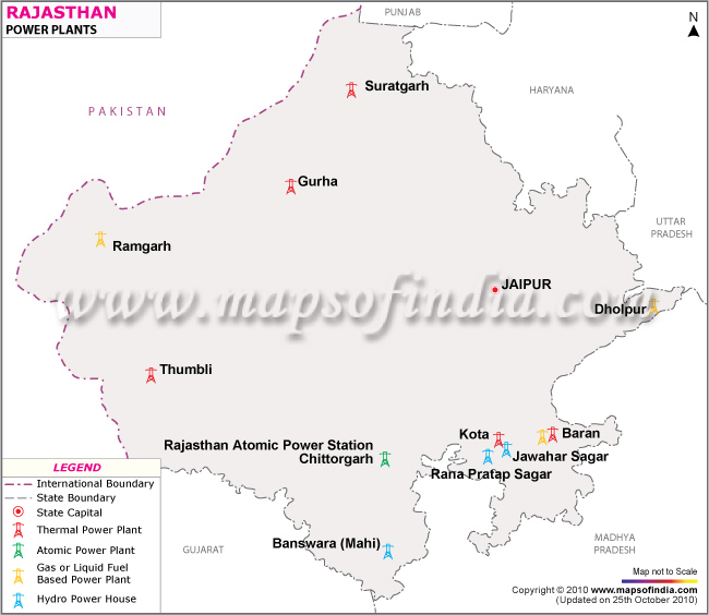 Rajasthan Major Power Plants Map