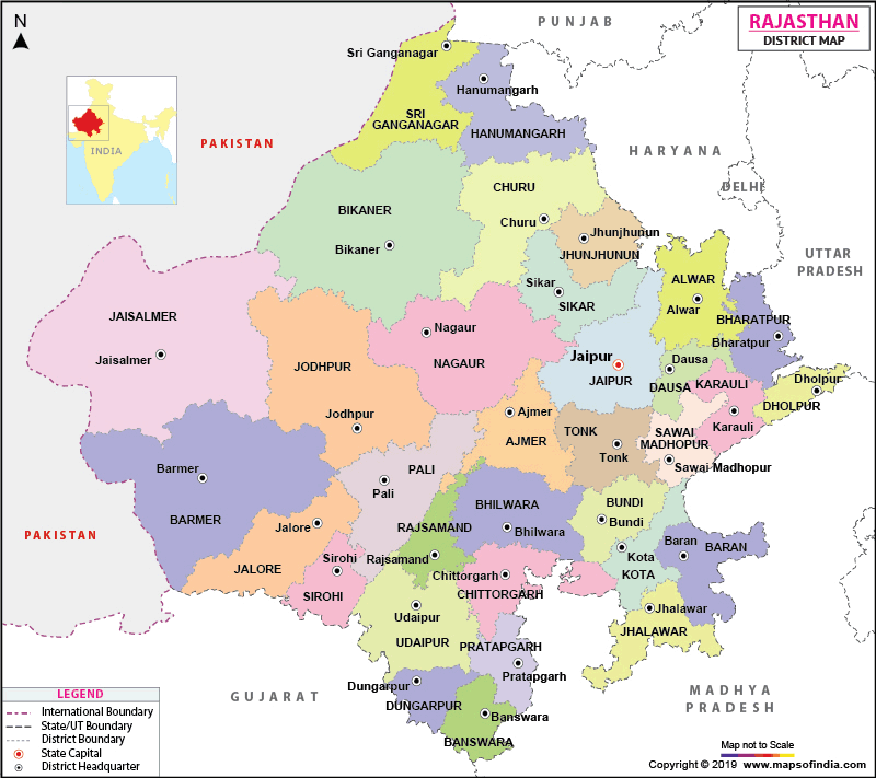 District Map of Rajasthan