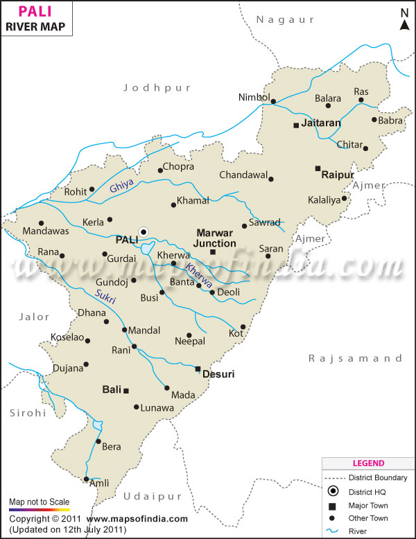 Map Of Pali District Rajasthan Pali River Map