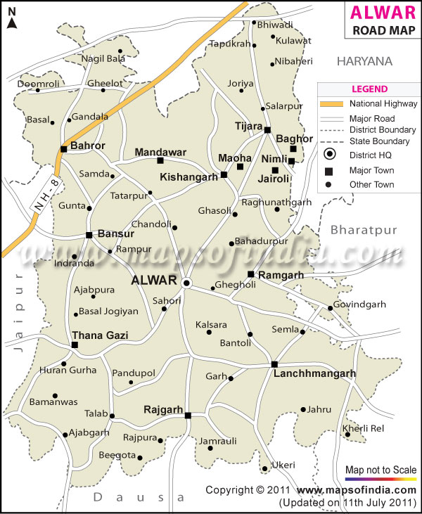 Road Map of Alwar