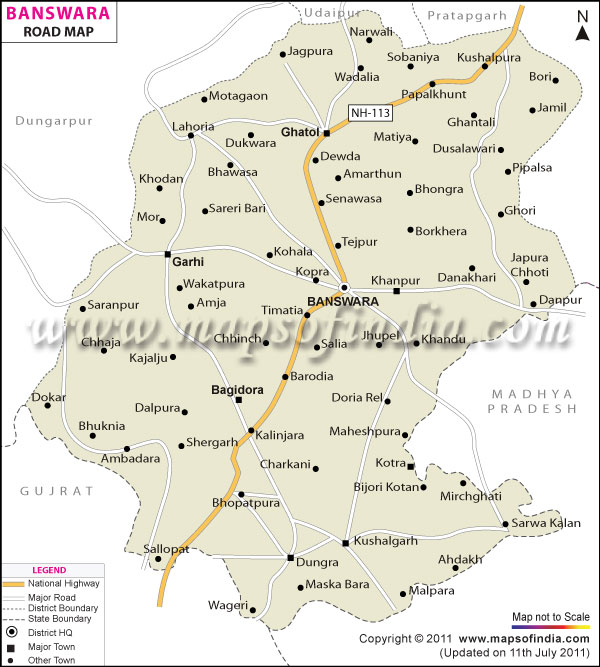 Road Map of Banswara