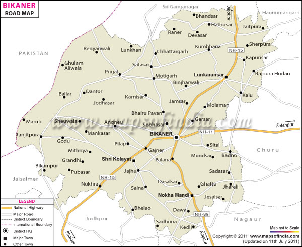 Road Map of Bikaner