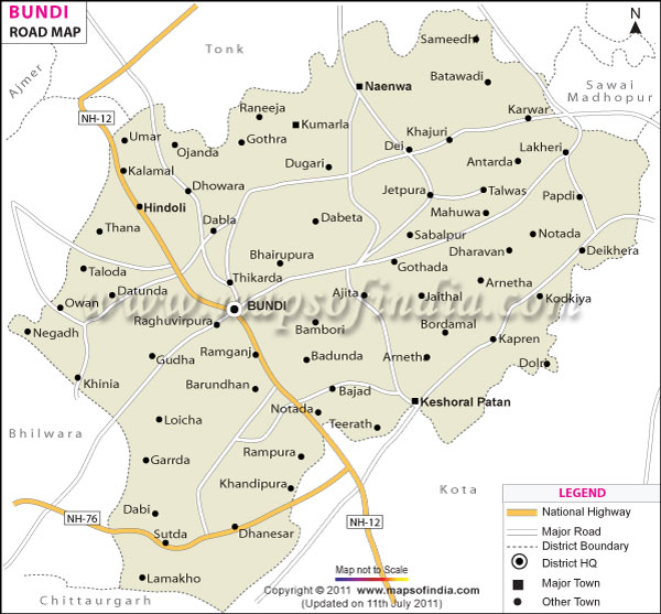 Road Map of Bundi