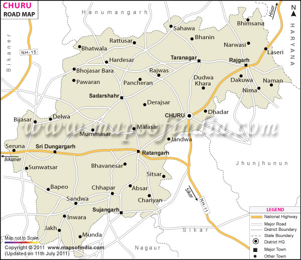 Road Map of Churu