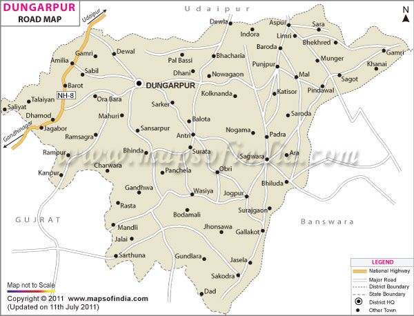 Road Map of Dungarpur