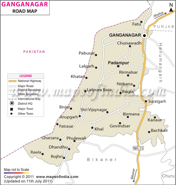 Road Map of Sri Ganganagar