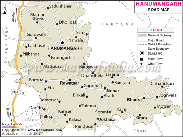 Road Map of Hanumangarh