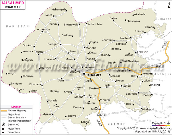 Road Map of Jaisalmer