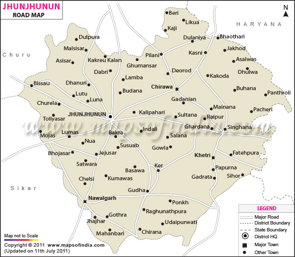 Road Map of Jhunjhunun