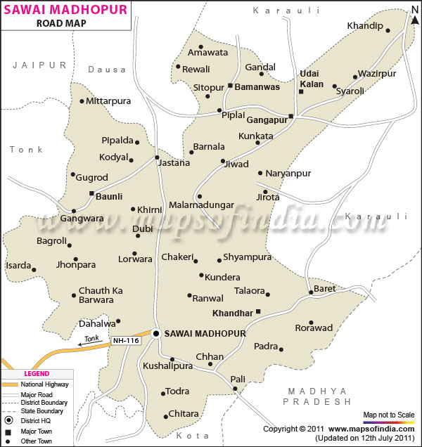 Road Map of Sawai Madhopur