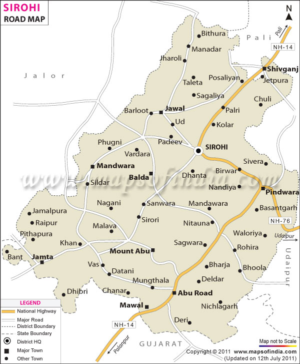 Road Map of Sirohi