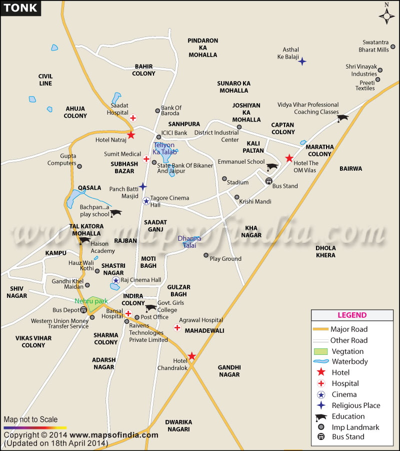 Map Of Tonk District Rajasthan Tonk City Map