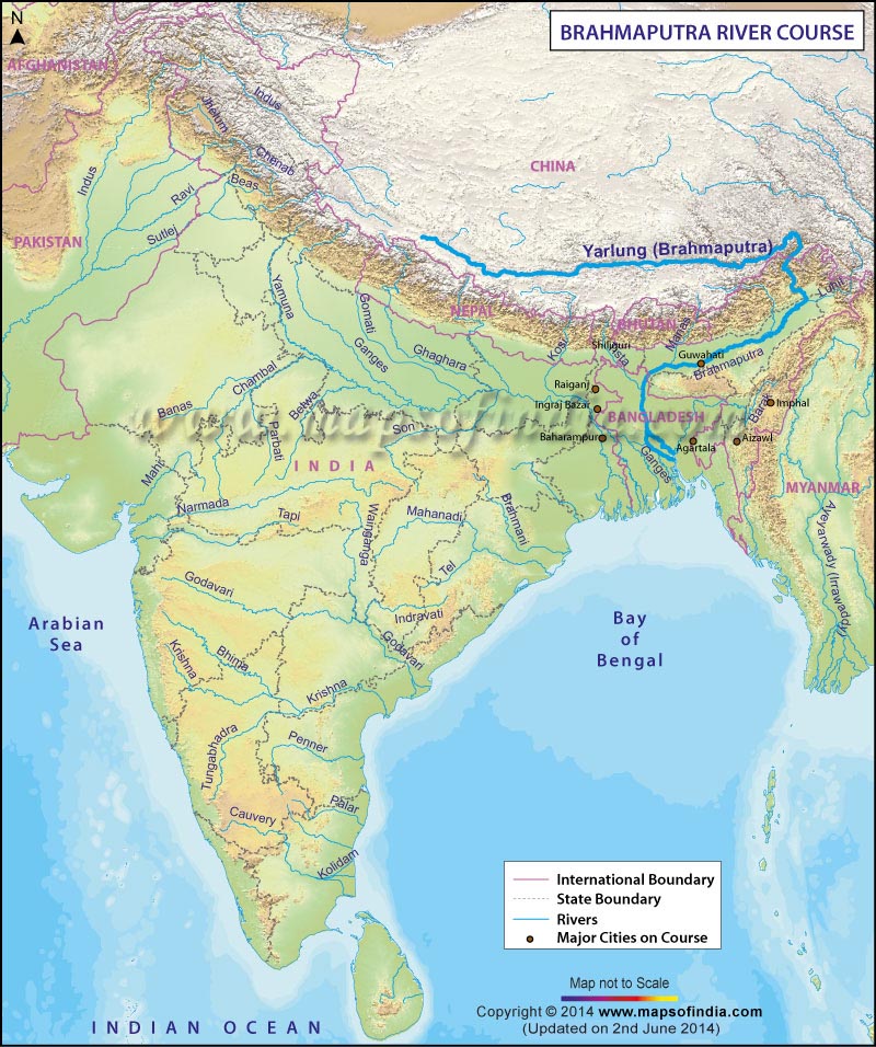 Route Map of River Brahmaputra