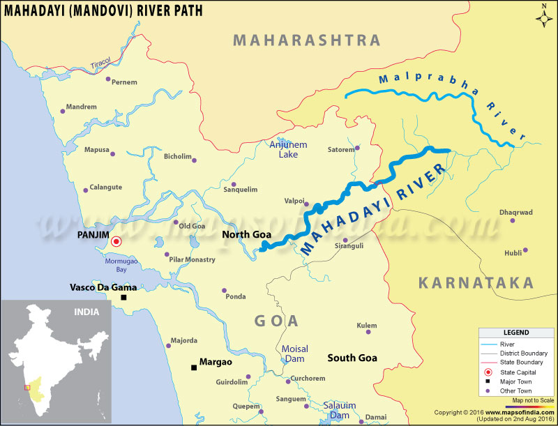 Mahadayi River Map | UPSC Prelims | Rivers in News | Current Affairs 