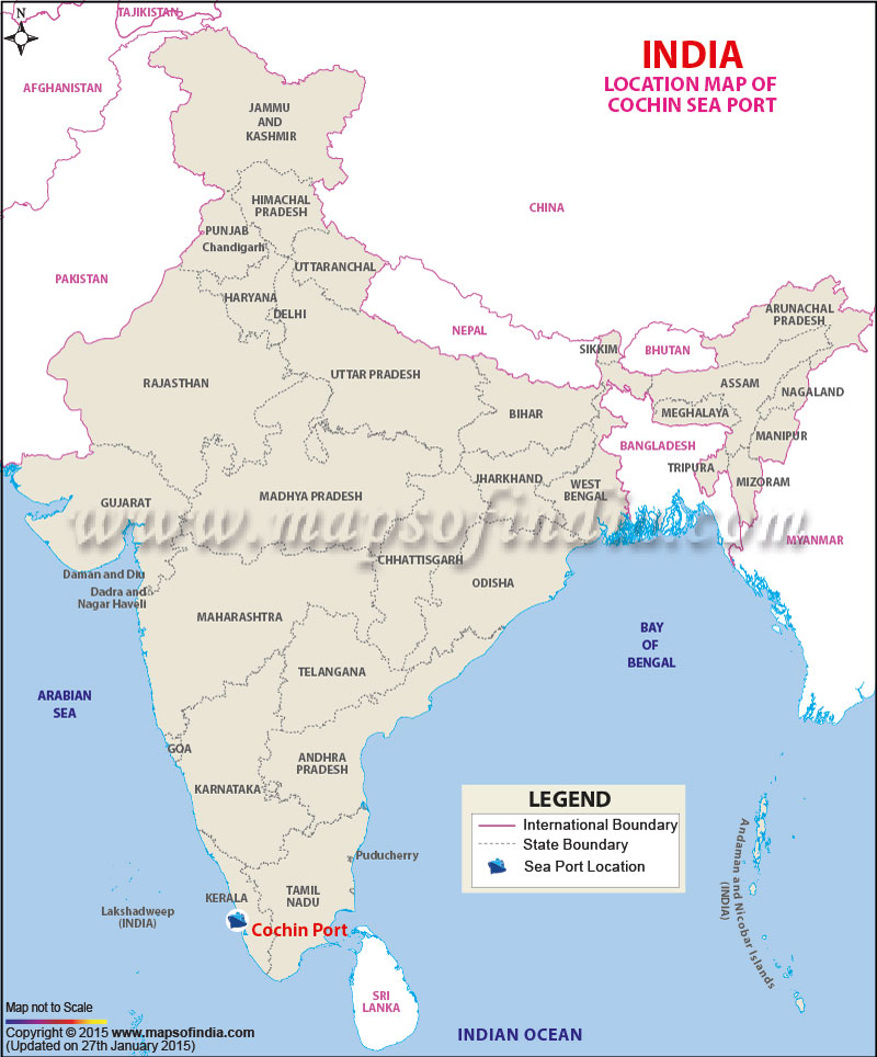 Cochin In India Map Cochin Port Of Kochi - Information And Location Map