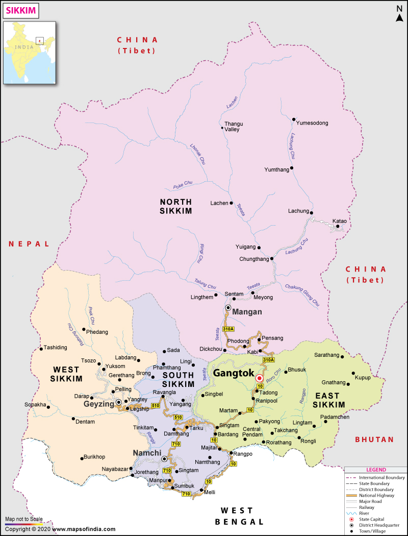 Sikkim Map State Information Districts And Facts