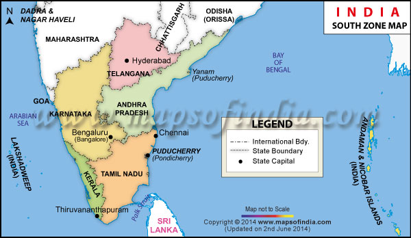 map of southern states South India Map Political Map Of South India