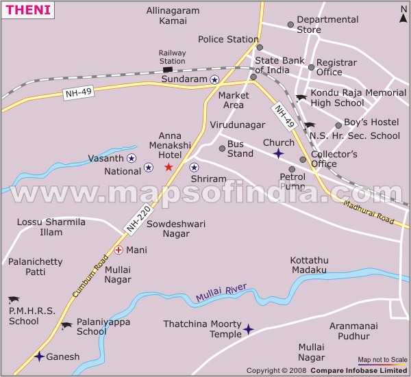 Theni Allinagaram Location Map