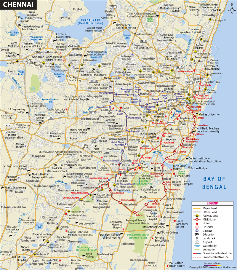 Chennai City Map And Travel Information And Guide