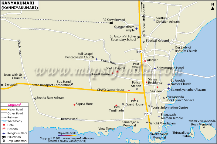 City Map of Kanyakumari