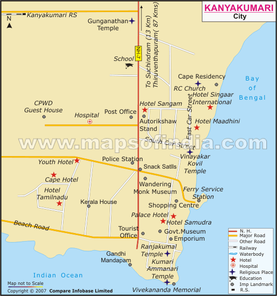 Kanniyakumari Location Map