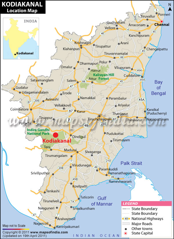 Location Map of Kodaikanal