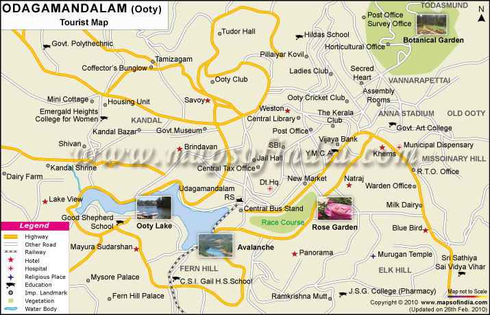 Tourist Map of Ooty