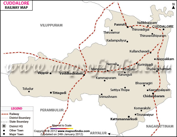 Railway Map of Cuddalore